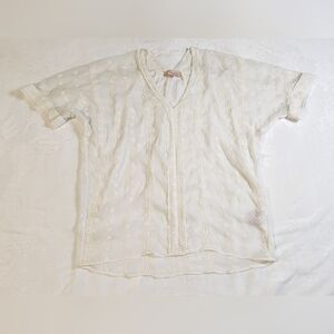 Philosophy Cream Embroidered and Lace Tunic Top, Boho Beach Vibes, Size Small